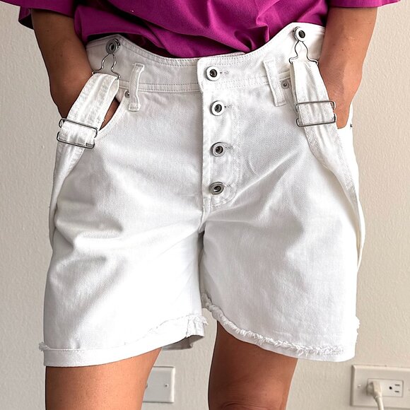 Diesel White Denim Overall Shorts - Size S - Picture 4 of 11